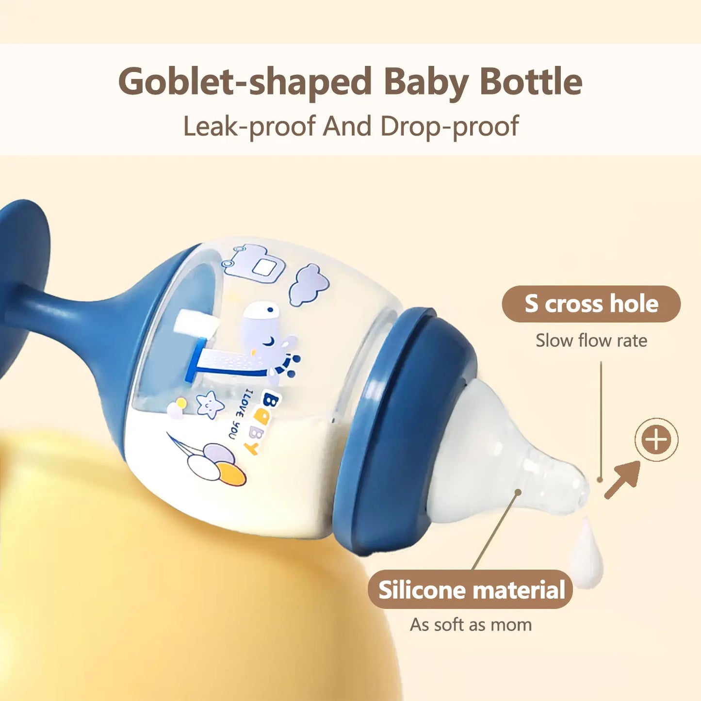 1PC 180ML goblet baby bottle, milk cup, baby drinking water, household cup, direct drinking juice, wine bottle, birthday gift