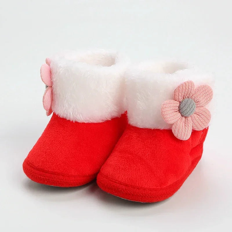 Nouvelle mode chaussures confortables nouveau-né bébé filles garçons chaussons souples solide pompon bottes de neige infantile enfant en bas âge nouveau-né chaussures chauffantes