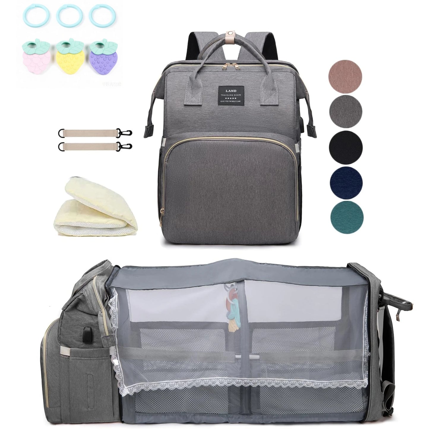 Sac à Dos Bébé avec Lit Pliable Intégré – Sac à Langer Multifonction pour Parents