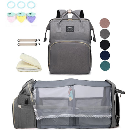 Sac à Dos Bébé avec Lit Pliable Intégré – Sac à Langer Multifonction pour Parents