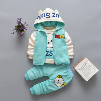 Ensemble Enfant Automne-Hiver – Gilet à Capuche Épais & Tenue Confort