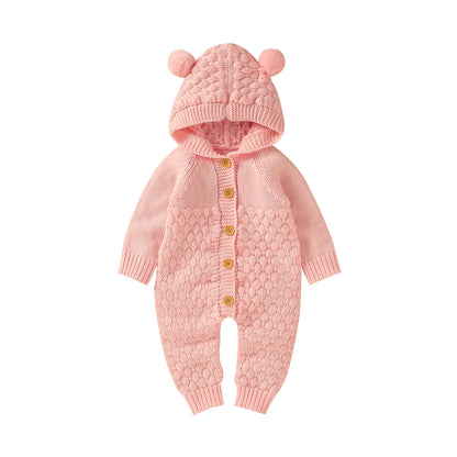 Barboteuse d'oreille 3D à manches longues pour bébés filles, combinaisons de batterie, tenues d'automne, vêtements en coton pour bébés, tenues de printemps, 0-24M