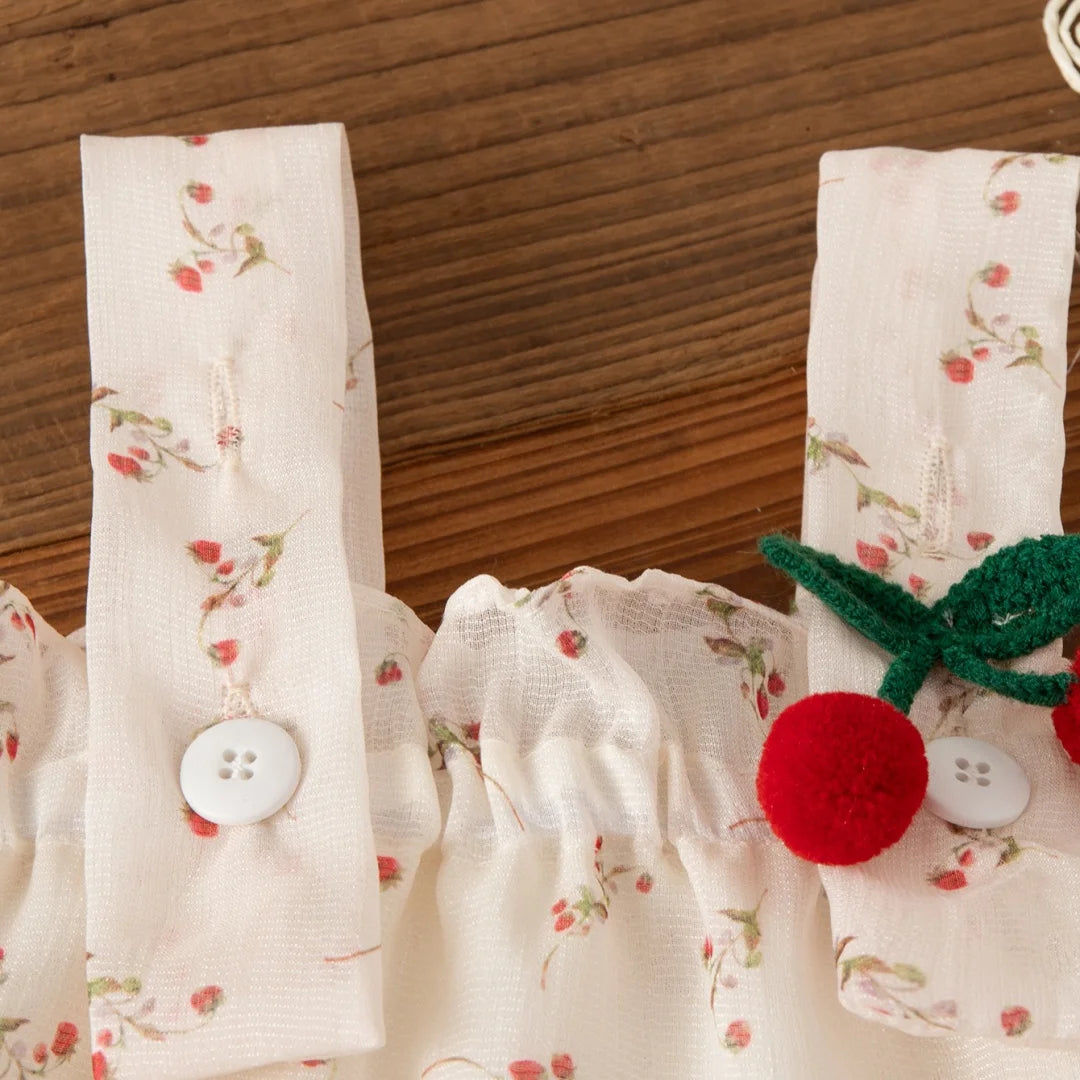 Robe Bébé Fille Été “Cherry” + Chapeau Assorti | 0–12 mois