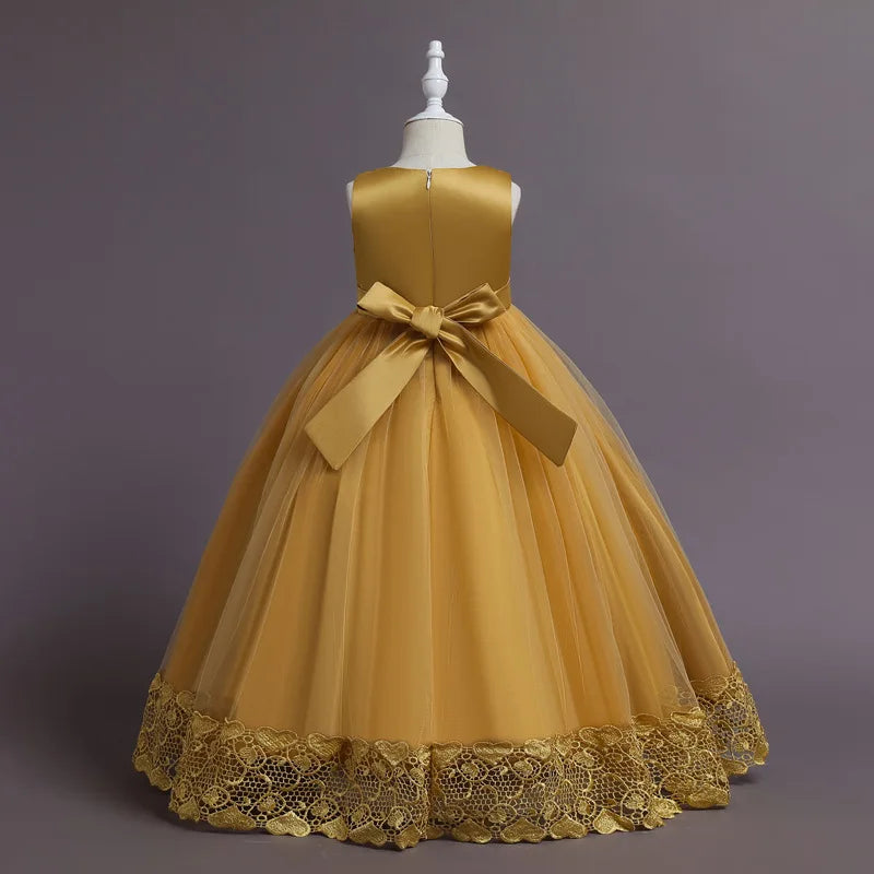 Robe de Princesse en Tulle & Dentelle – Cérémonie & Fête pour Fille (7–13 ans)