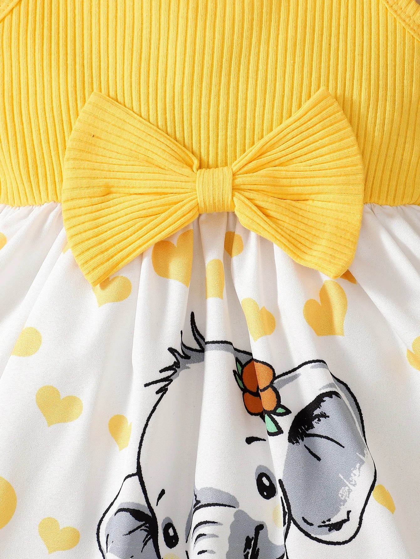 Robe d’été bébé fille à bretelles – Motif cœur et éléphant mignon