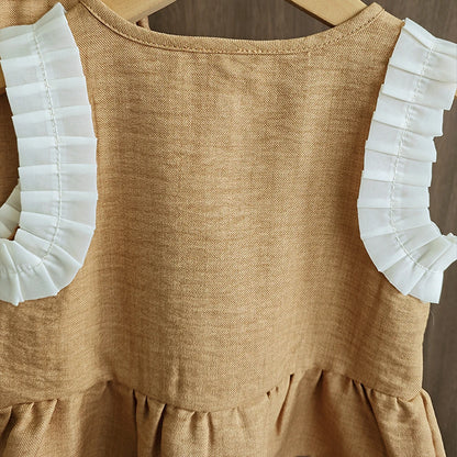 Ensemble Fille 2 Pièces Bleu – Haut Sans Manches & Pantalon Large (4–6 ans)