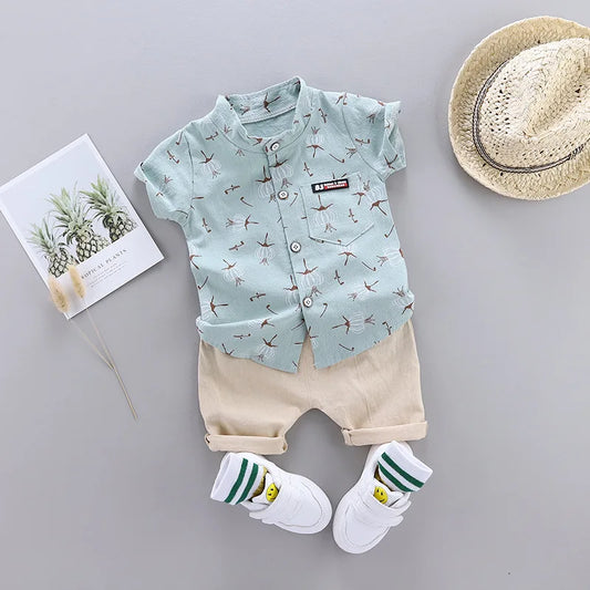Ensemble Bébé Garçon Été en Coton – Chemise et Short Confort