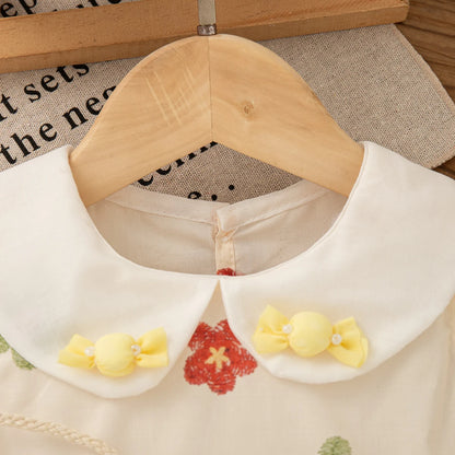 Robe Bébé Fille Fleurie d’Été + Petit Sac Offert (1–2 ans) – Coton/Polyester