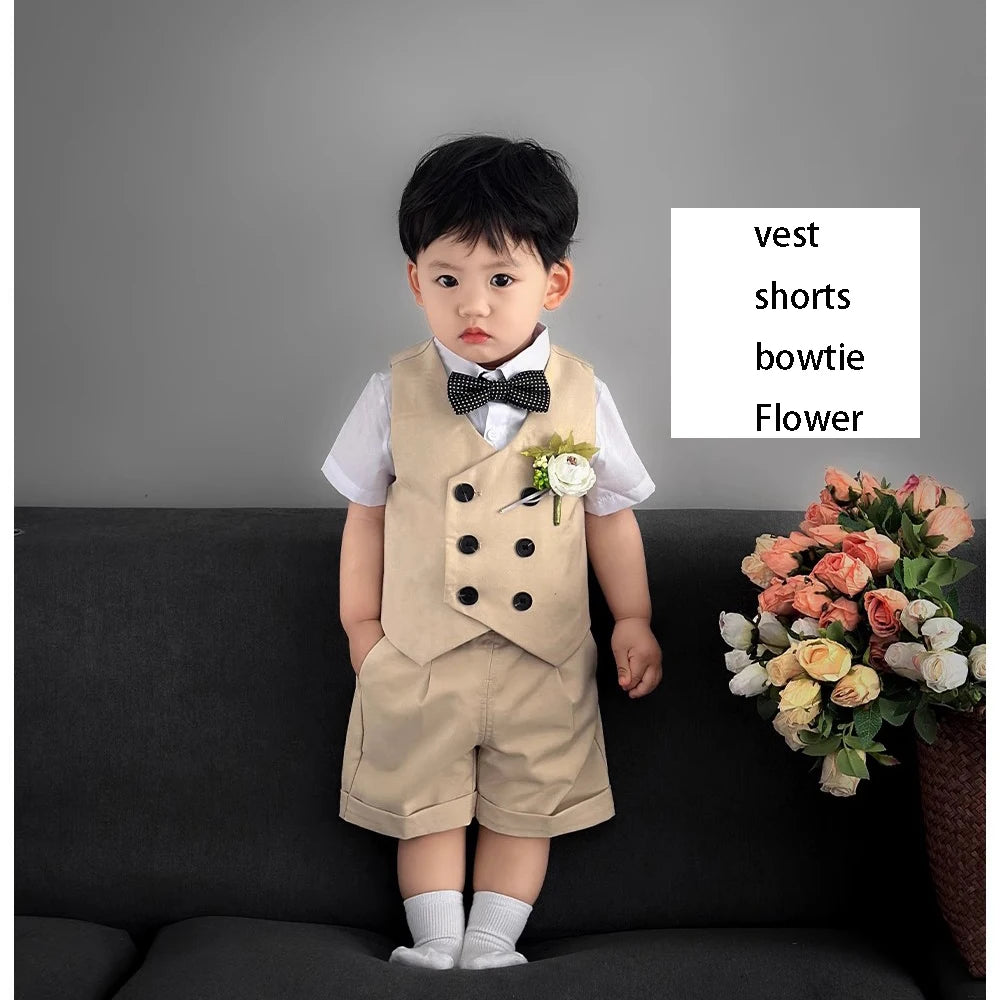 Costume gilet pour enfants printemps été garçons robe de mariée premier anniversaire de bébé garçon Costume de spectacle de piano enfants gilet pantalon