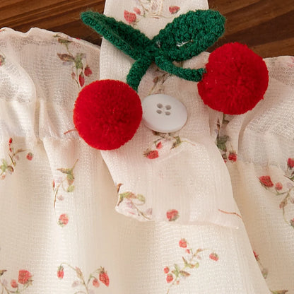 Robe Bébé Fille Été “Cherry” + Chapeau Assorti | 0–12 mois