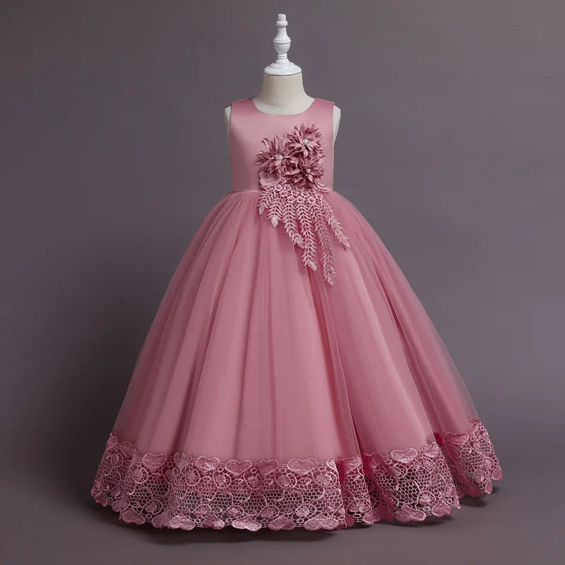 Robe de Princesse en Tulle & Dentelle – Cérémonie & Fête pour Fille (7–13 ans)