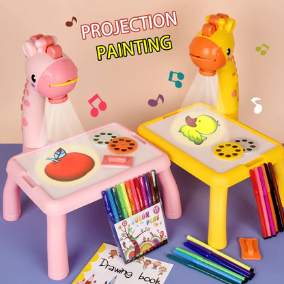 Table à dessin avec projecteur lumineux pour enfants – Planche d’écriture et de dessin multifonctionnelle éducative
