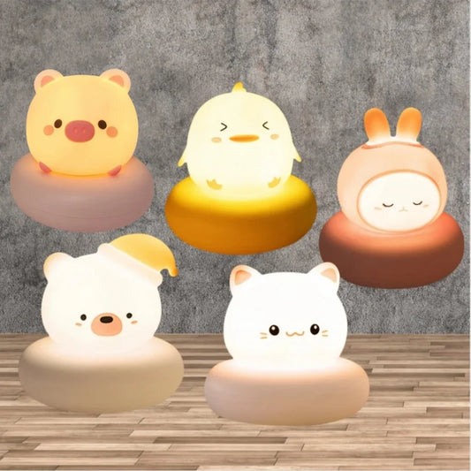 Veilleuse Animaux Bébé – Lampe de Nuit Douce (Canard, Ours, Lapin, Chat)