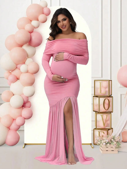 Robe Maternité Longue Élégance Royale – Séance Photo & Baby Shower