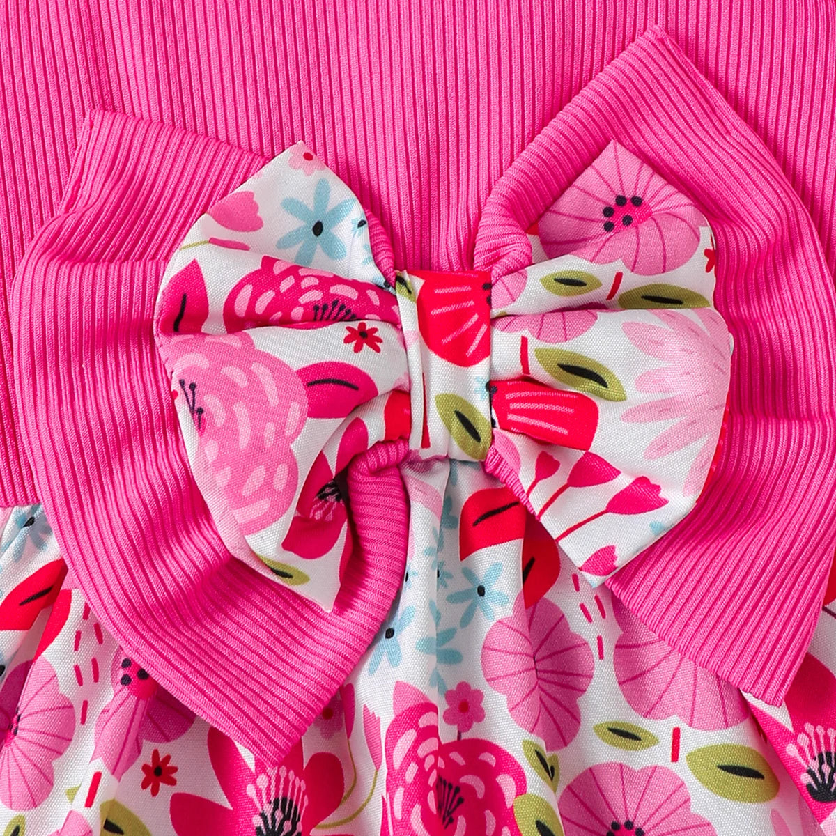 Robe d’été bébé fille + chapeau assorti – Motif feuilles tropicales