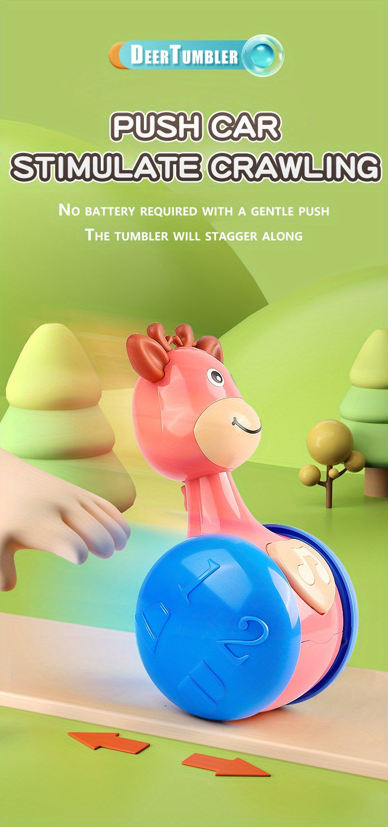 Jouet d’Éveil Bébé Culbuto – Animal Roulant Sensoriel