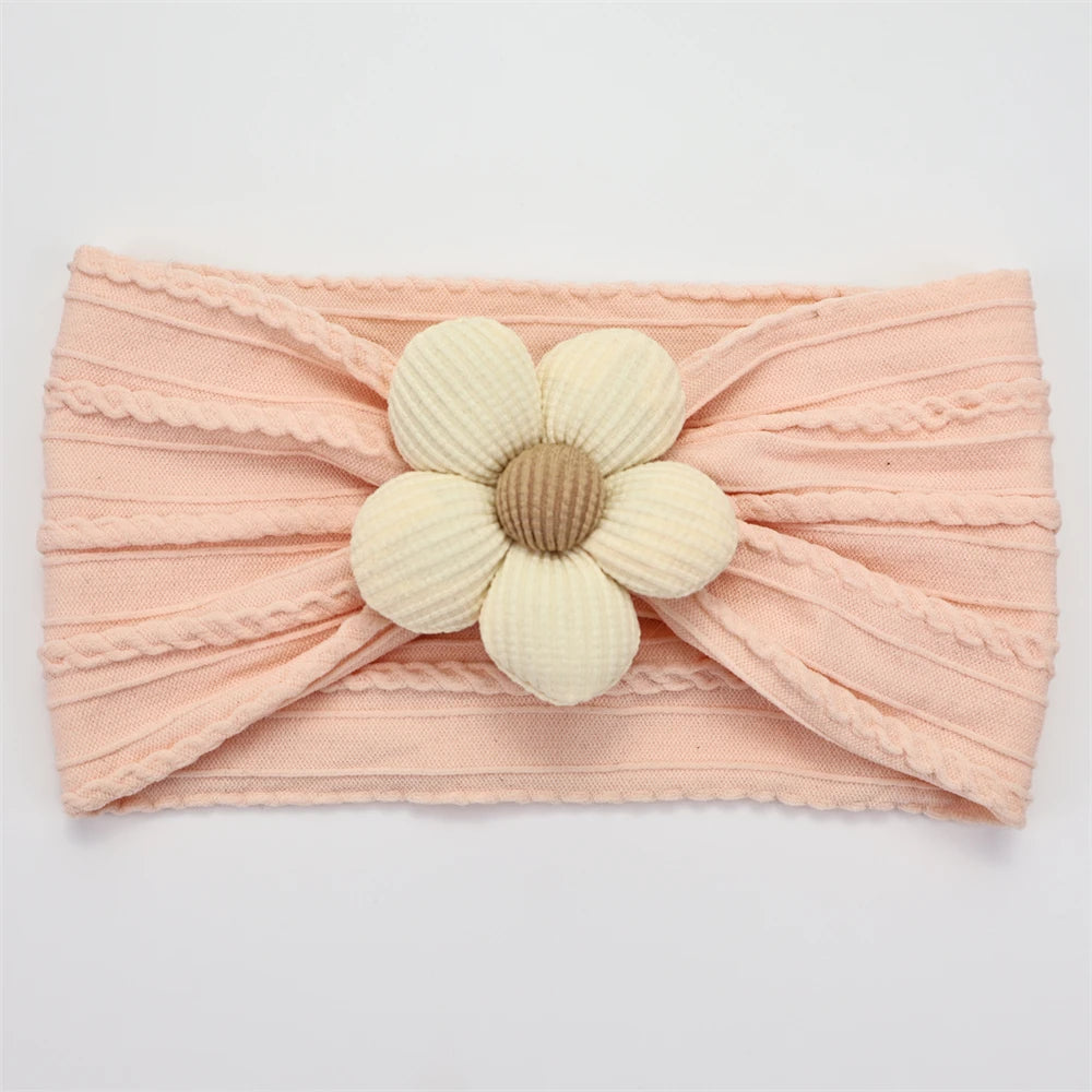 Bandeau Bébé Fille en Nylon Doux avec Fleur – Accessoire Nouveau-né
