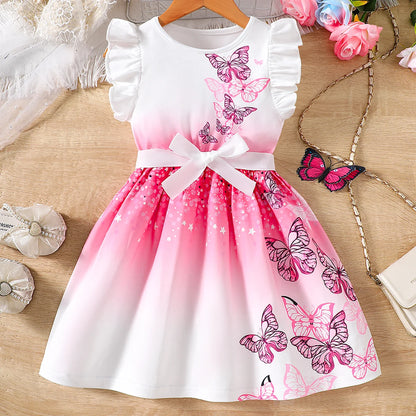 Robe Princesse Papillons Rose – Robe Élégante Printemps & Été pour Fille
