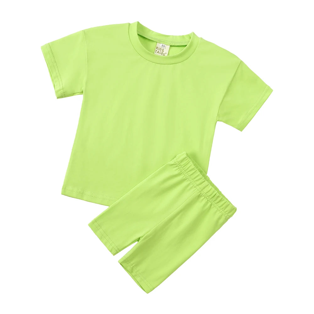 1-13Y Cotton Kids Clothes Suits Cycling Wear Biker Shorts Set Children Clothes Boys Girls Outfits Two Piece Kids Clothing Sets