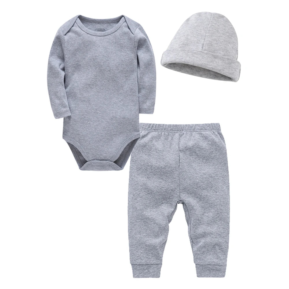 Ensemble Bébé 3 Pièces 100% Coton – Barboteuse, Pantalon & Bonnet | Douceur Essentielle