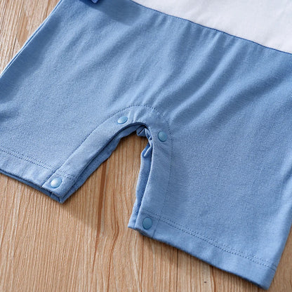 Vêtements pour nouveau-nés, chemise imprimée ondulée, faux deux, confortables, douces, pour garçons et filles, combinaison d'été à manches courtes pour bébé