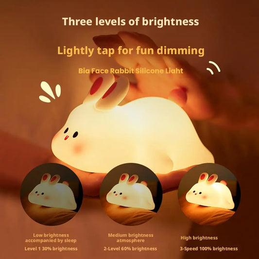 Veilleuse Lapin Bébé Silicone – Lampe Nuit Apaisante Rechargeable