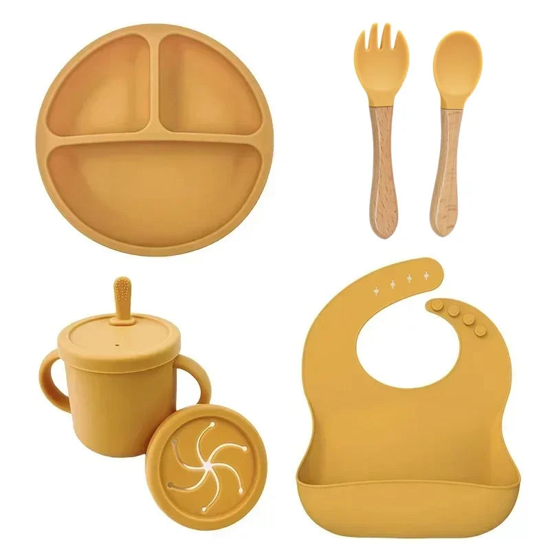 Ensemble repas enfant en silicone alimentaire – Assiette, bol, tasse & accessoires
