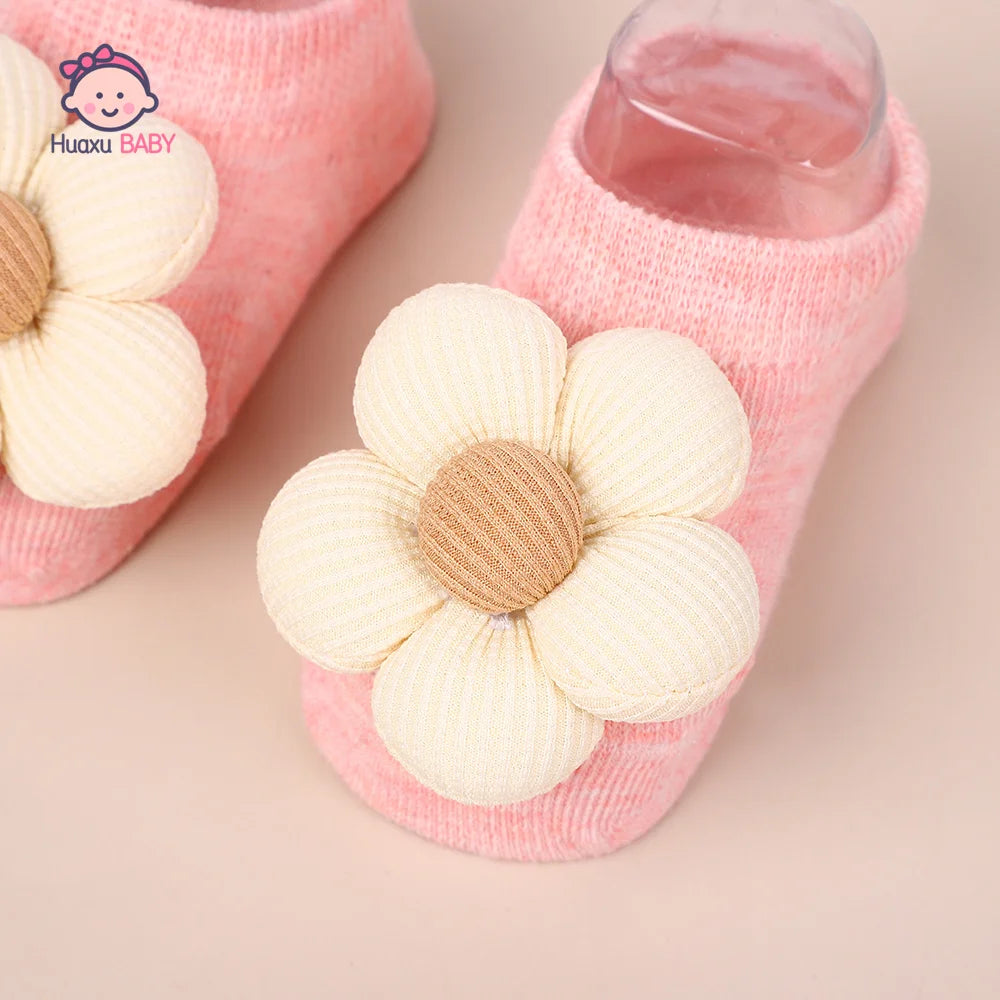 Ensemble Bébé Fille – Bandeau Fleur & Chaussettes Assorties