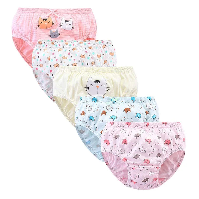 Lot de 5 culottes en coton pour filles (2–14 ans) – Sous-vêtements doux, confortables et respirants
