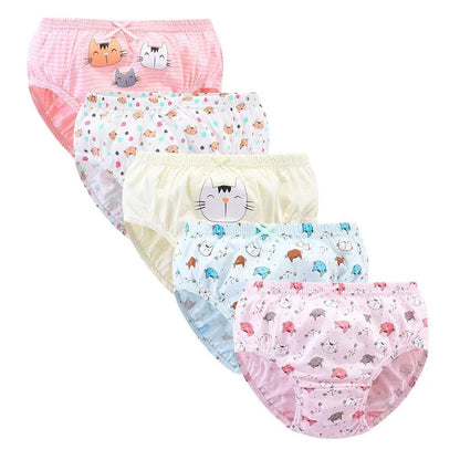 Lot de 5 culottes en coton pour filles (2–14 ans) – Sous-vêtements doux, confortables et respirants