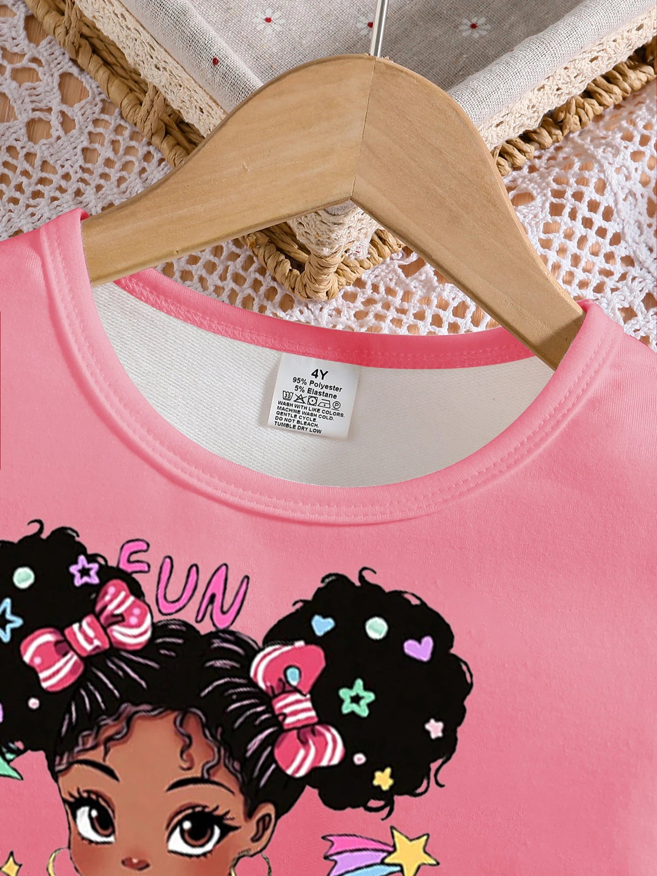 Ensemble Fille Tendance 2 Pièces – Haut Imprimé & Pantalon Stylé