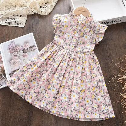 Bear Leader-Robe d'été décontractée pour fille, costume floral imprimé floral, tenue de princesse, pour fête d'anniversaire, pour enfants de 2 à 6 ans, nouvelle collection 2022