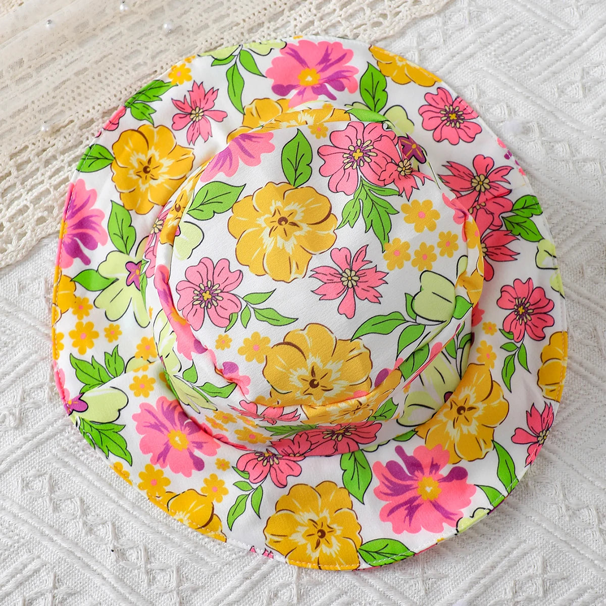 Robe d’été bébé fille + chapeau assorti – Motif feuilles tropicales