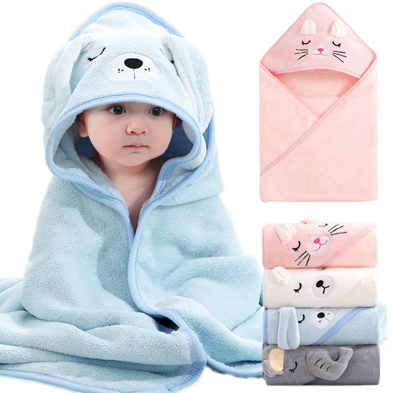 Serviettes de bain pour bébé, animaux de dessin animé, douces, à capuche, pour nouveau-né, couverture, peignoir pour tout-petits, lange d'emmaillotage chaud pour garçons et filles