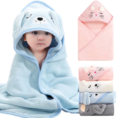 Serviettes de bain pour bébé, animaux de dessin animé, douces, à capuche, pour nouveau-né, couverture, peignoir pour tout-petits, lange d'emmaillotage chaud pour garçons et filles