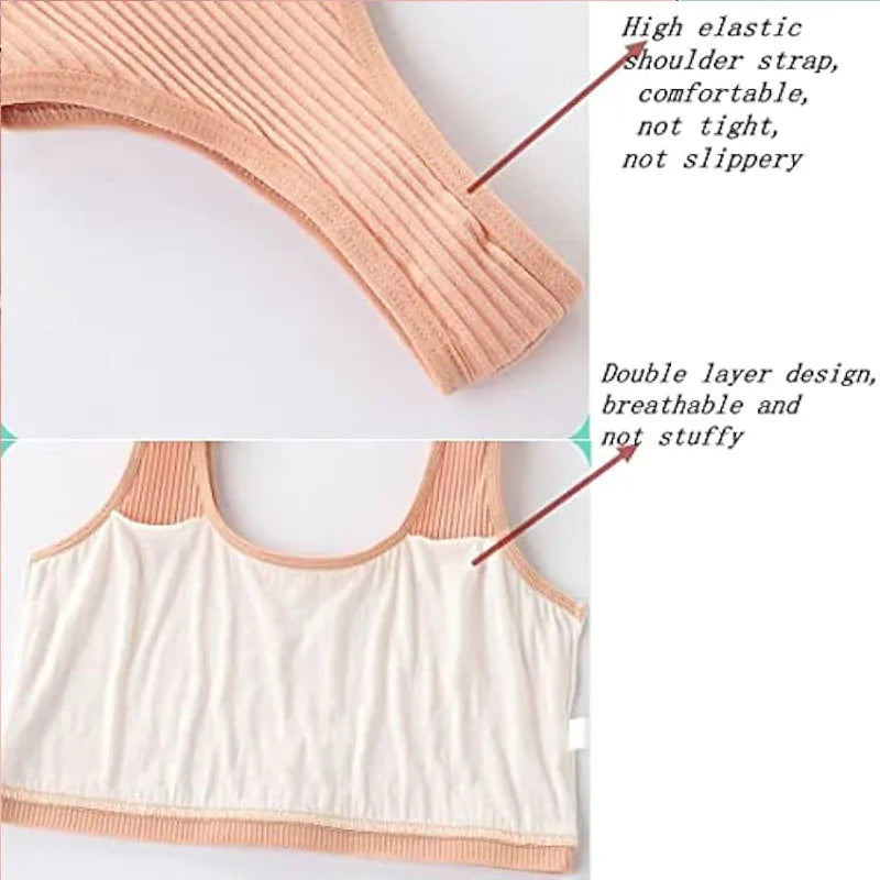 Ensemble de culottes et soutiens-gorge en coton pour filles adolescentes, soutien-gorge d'entraînement en coton, ensemble de culottes, soutien-gorge de sport solide pour enfants, sous-vêtements
