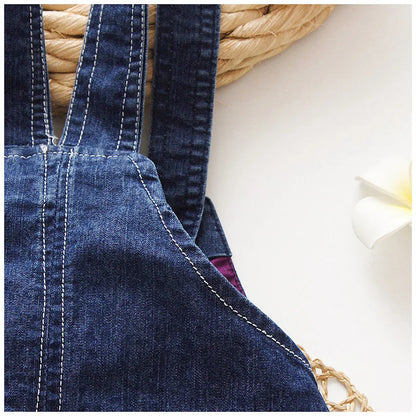 Salopette d’Été Bébé Garçon – Short en Denim avec Ourson