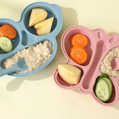 Pack Repas Bébé Zéro Dégât – Assiette Silicone Antidérapante + Bavoir | Spécial Parents