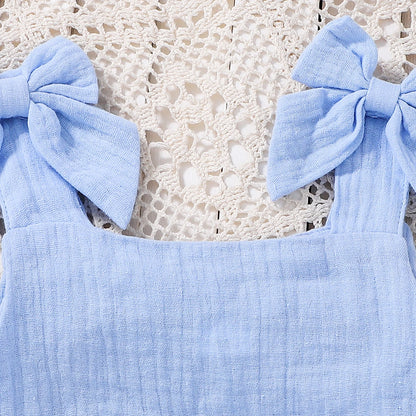 Ensemble Bébé Chic – Haut Bleu Ciel & Pantalon Blanc