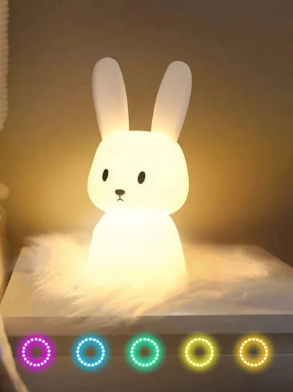 Veilleuse Lapin Premium – Lumière Douce Tactile (Chambre Enfant)
