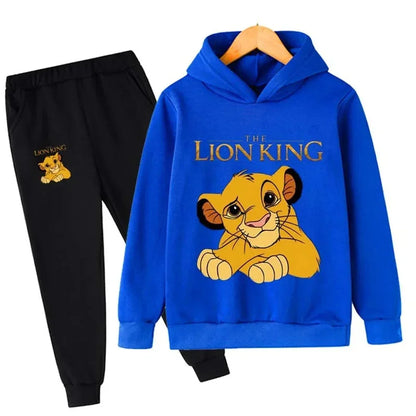 Ensemble enfant à capuche motif lion – Sweat + pantalon confortable (2 pièces)