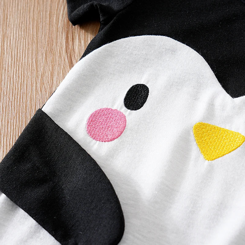 Ensemble Bébé Pingouin Été – Combinaison en Coton Doux Unisexe 0-12 Mois