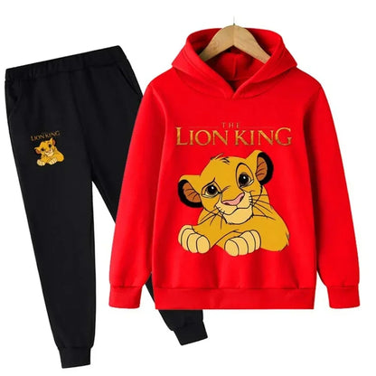 Ensemble enfant à capuche motif lion – Sweat + pantalon confortable (2 pièces)