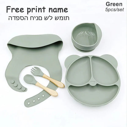 Vaisselle en silicone alimentaire pour bébé – Ensemble repas 8 pièces sans BPA, antidérapant et sécurisé