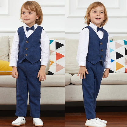 Garçons costume tenue ensemble enfant en bas âge vêtements de mariage enfants baptême pâques église vêtements infantile noël fête d'anniversaire cadeau noël 3 pièces