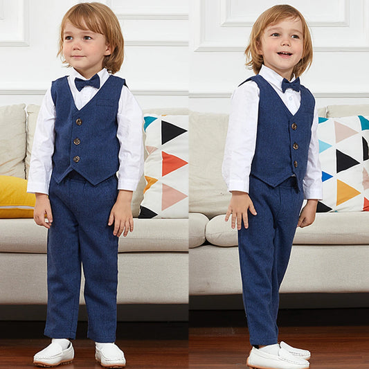 Garçons costume tenue ensemble enfant en bas âge vêtements de mariage enfants baptême pâques église vêtements infantile noël fête d'anniversaire cadeau noël 3 pièces