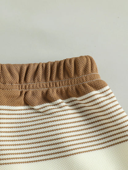 Ensemble deux pièces pour enfants, T-Shirt et Short courts à rayures régulières, ours en peluche, Sport décontracté, nouvelle collection été