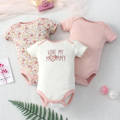 Lot de 3 bodys bébé fille – Motifs animaux & éléphant, coton doux