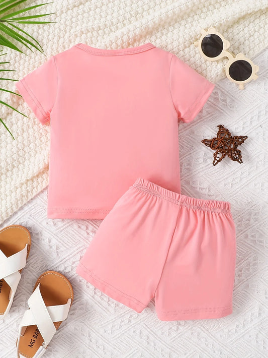 Ensemble Bébé Fille – T-shirt & Short Motif Chat