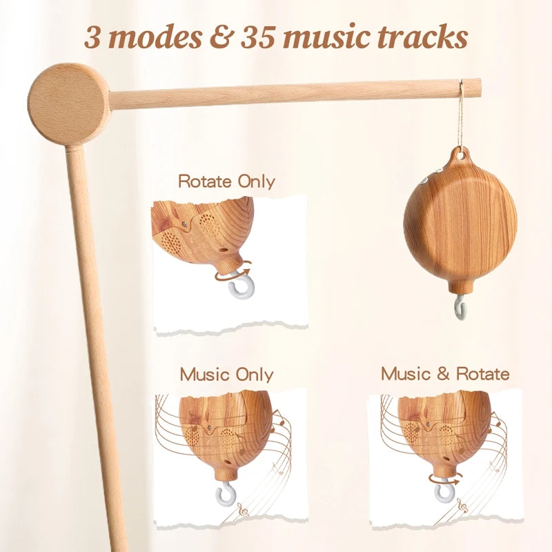 Mobile Musical Bébé en Bois – Doux, Apaisant & Naturel